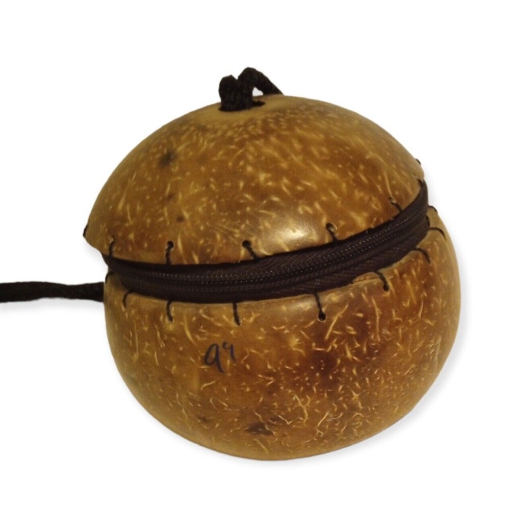 Handmade Coconut Handbag Box Zipper Purse Clutch Pocketbook